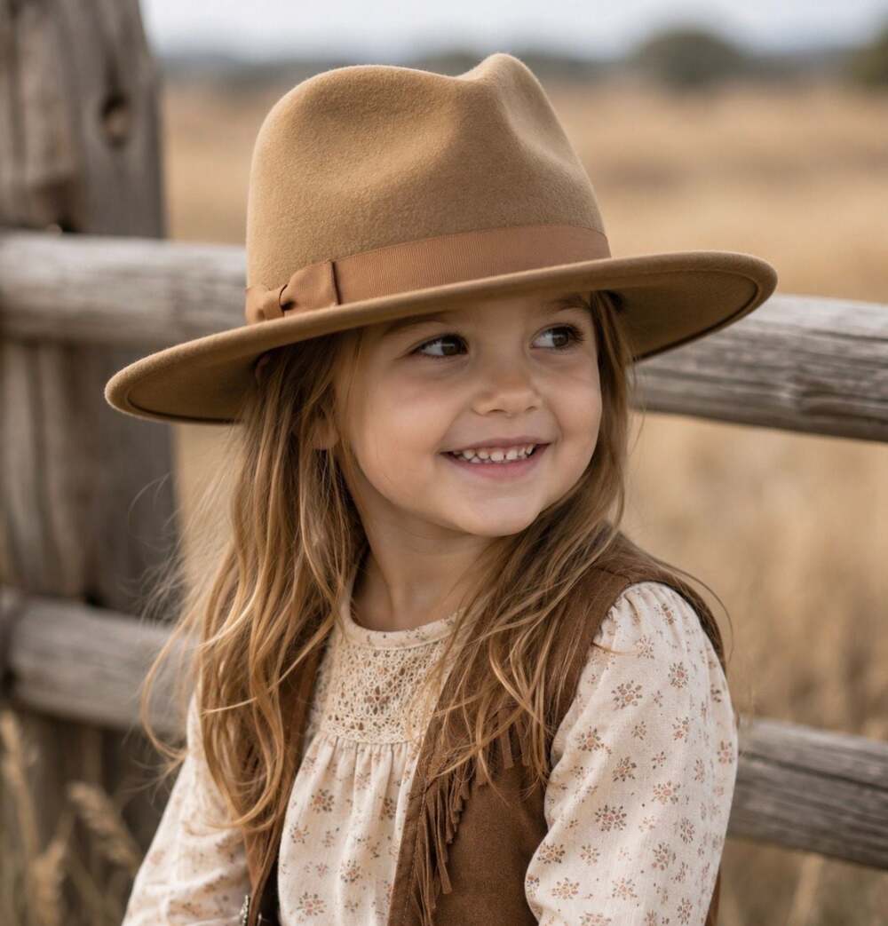 Lack of Color Kids Fedora Teak Rancher Hat One Size Australian Felt Wool NWOT